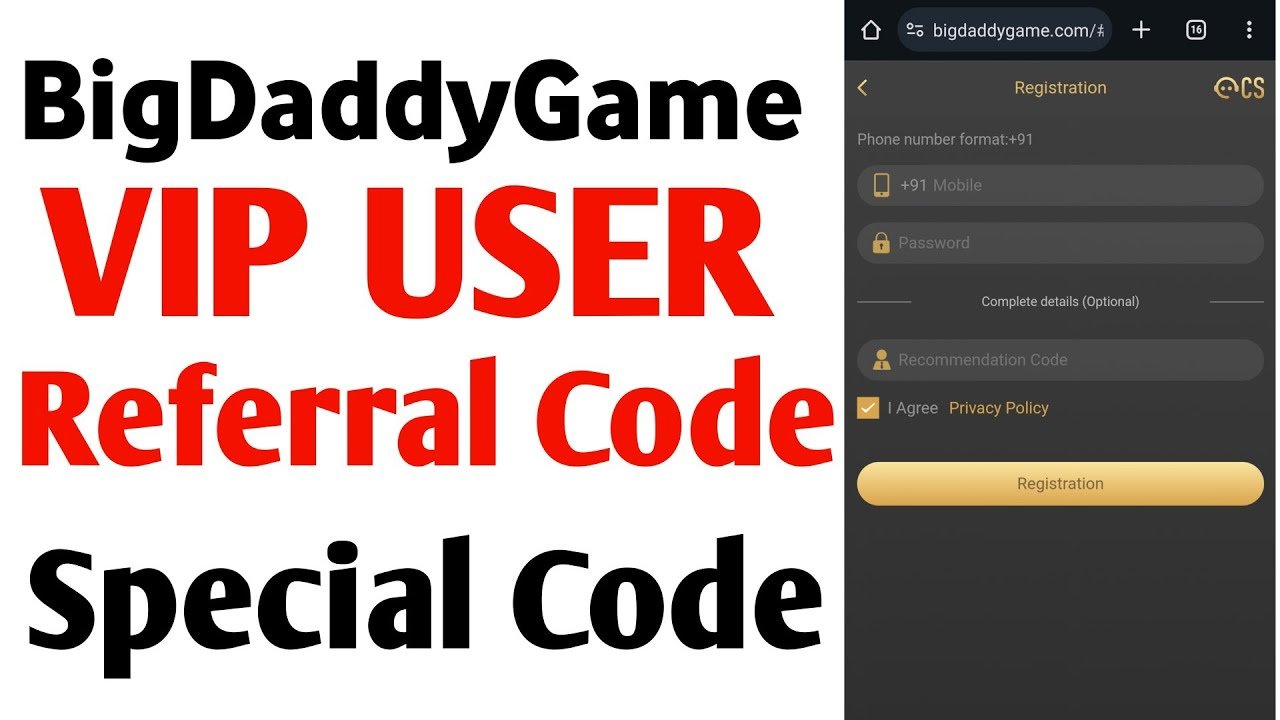 Big Daddy Game Recommendation Code 7SwUy753456 ₹555 Free Gift Code