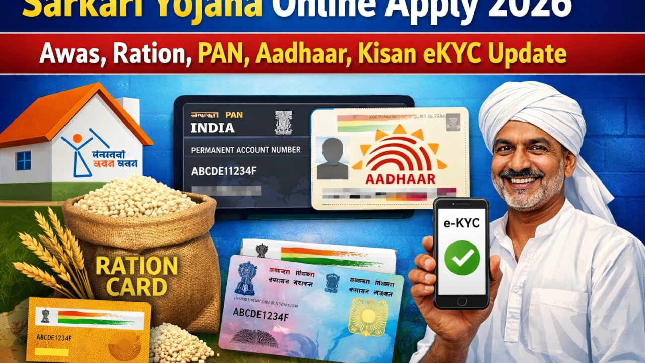 Sarkari Yojana Online Apply 2026 | Awas, Ration, PAN, Aadhaar, Kisan eKYC Update 3 ChatGPT Image Jan 27 2026 01 24 40 PM